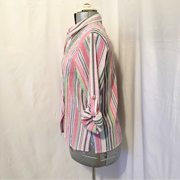 Alfred Dunner Striped Button Down Blouse 14P - Picture 3 of 9